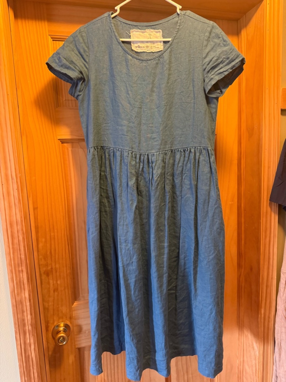 Blue not perfect linen midi dress